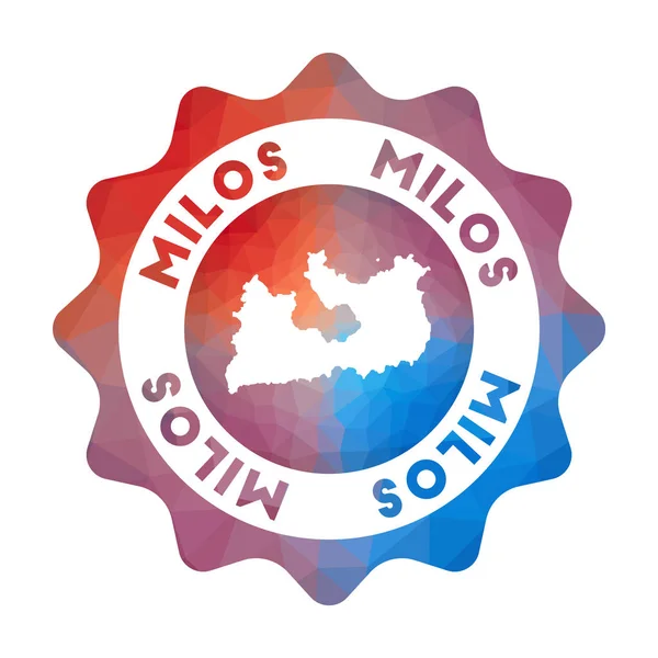 Logotipo de polietileno bajo Milos Logotipo de viaje de degradado colorido de la isla en estilo geométrico Multicolor — Vector de stock