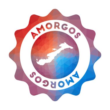 Amorgos düşük poli logo Geometrik tarzı Adanın renkli gradyan seyahat logosu Multicolored