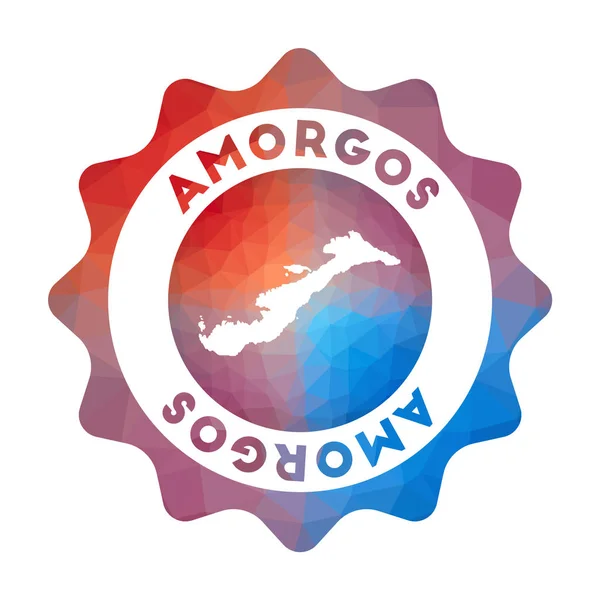 Logotipo de poli bajo de Amorgos Logotipo de viaje de degradado colorido de la isla en estilo geométrico Multicolor — Vector de stock