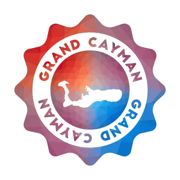 그랜드 케이맨 낮은 폴리 로고기하학적 인 스타일로 섬의 다채로운 그라데이션 여행 로고 — 스톡 벡터