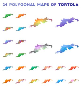 Tortola Parlak eğimli adanın düşük çokgen biçimindeki vektör çokgen haritaları