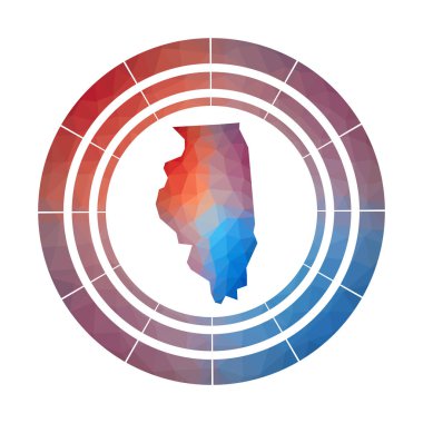 Illinois rozet parlak eğimli logo düşük polimer stili Illinois yuvarlak
