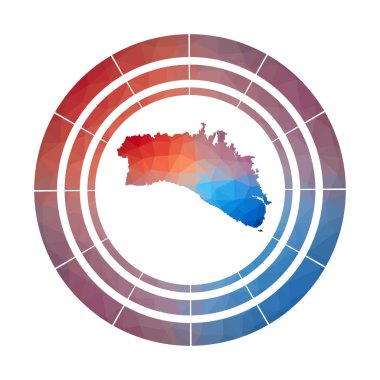 Minorka rozeti, adanın düşük polimerli parlak logosu Çok renkli Minorka yuvarlak işareti