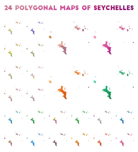 Seyşeller 'in çokgen haritaları düşük çokgen biçiminde adanın parlak gradyan haritaları — Stok Vektör