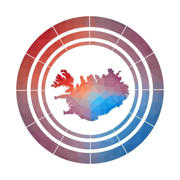 Insignia de Islandia Logotipo de degradado brillante del país en estilo polivinílico bajo Signo redondeado multicolor de Islandia — Archivo Imágenes Vectoriales