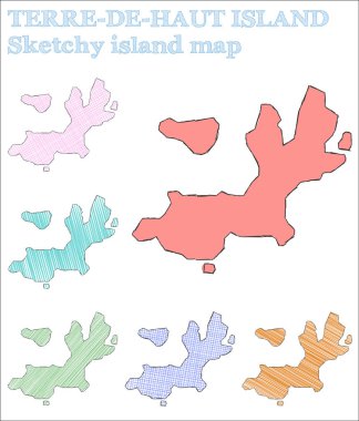 Terredehaut Adası kabataslak ada Orijinal el çizilmiş ada Mükemmel çocuksu tarzı