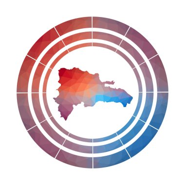 Dominicana rozeti Düşük poli tarzı Çok renkli Dominikana yuvarlak ülkenin Parlak degrade logosu