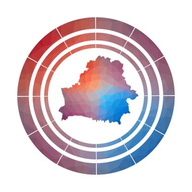 Beyaz Rusya rozeti Düşük poli tarzı Çok renkli Beyaz Rusya yuvarlak işareti ülkenin Parlak gradyan logosu