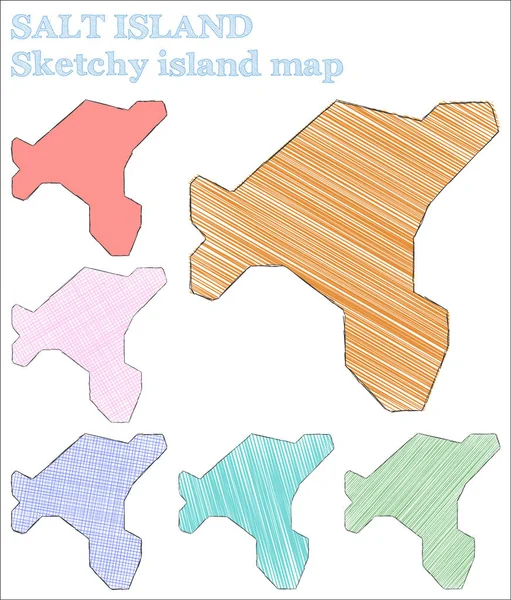 Salt Island szkicowy wyspa idealna ręcznie rysowana wyspa imponujący dziecinny styl wektor wyspa — Wektor stockowy