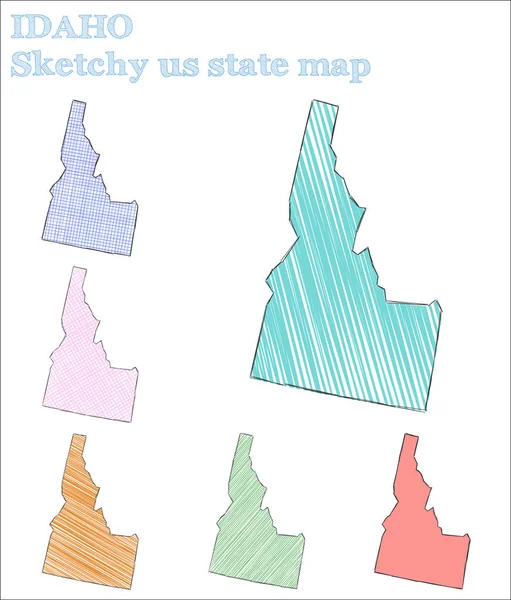 爱达荷州素描我们状态神奇手画我们州活泼幼稚风格爱达荷州矢量 — 图库矢量图片