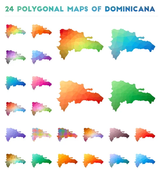 Набір векторних полігональних мап Домініана яскрава Градієнтна карта країни в стилі низького поліфонія — стоковий вектор
