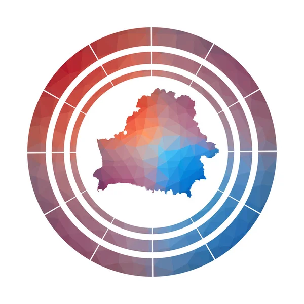 Distintivo Bielorussia Logo gradiente luminoso del paese in stile poly basso Multicolore segno arrotondato Bielorussia — Vettoriale Stock