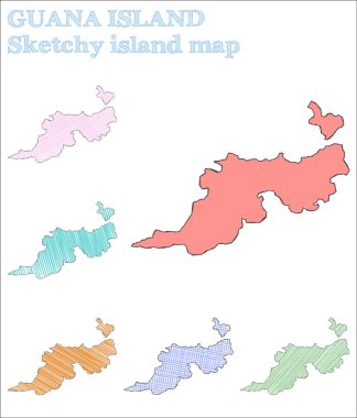 Guana Adası baştan savma adası Pozitif el çizimi ada Değerli çocuksu stil Guana Adası vektörü
