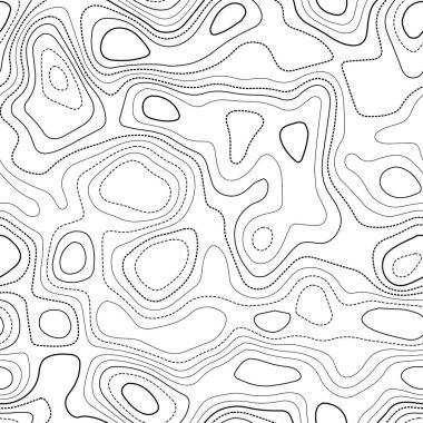 Soyut topoğrafya Gerçek topoğrafya haritası Siyah ve beyaz dikişsiz tasarım fantastik kaplanabilir