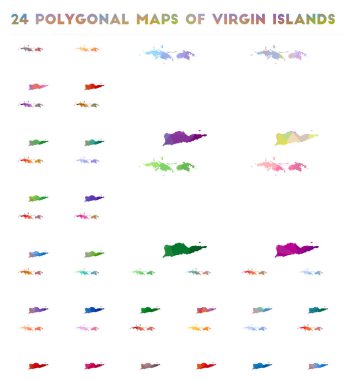 Düşük poli stilinde Virgin Adaları Parlak degrade ada haritası vektör çokgen haritalar kümesi