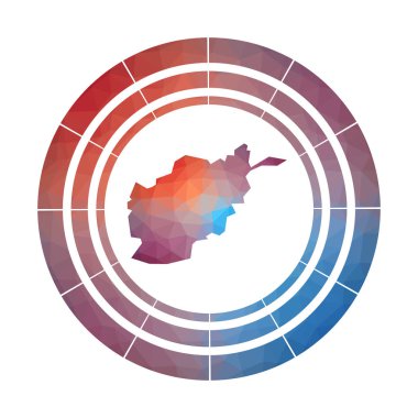 Afganistan rozeti Düşük poli tarzı Çok renkli Afganistan'da ülkenin Parlak gradyan logosu