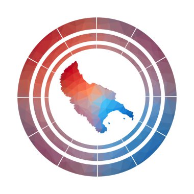 Zakynthos Adası rozeti Düşük poli tarzı Çok renkli Zakynthos adanın Parlak gradyan logosu