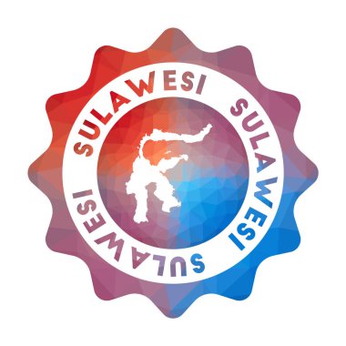 Sulawesi düşük poli logo Geometrik tarzı Adanın renkli gradyan seyahat logosu Multicolored