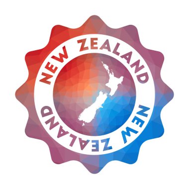 Yeni Zelanda düşük poli logosu Geometrik tarzda ülkenin renkli gradyan seyahat logosu