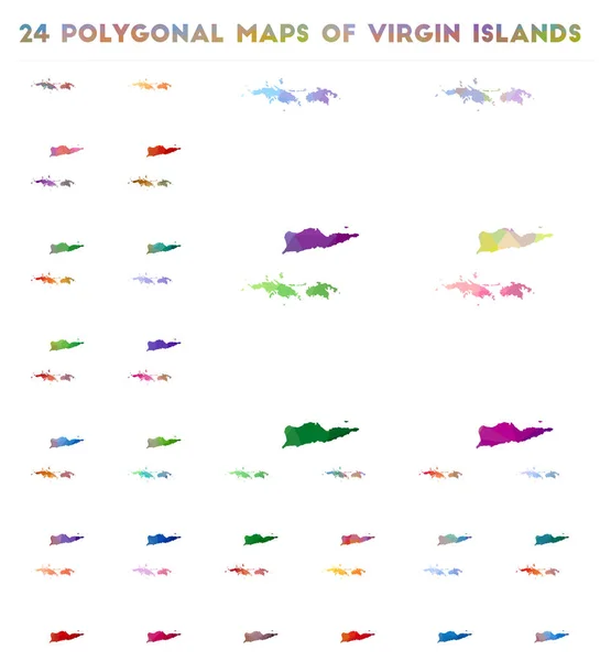 Набір векторних полігональних карт Віргінських островів яскрава Градієнтна карта острова в стилі низького поліфонія — стоковий вектор