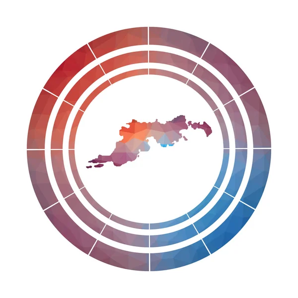 Tortola badge Bright gradiënt logo van eiland in laag poly stijl veelkleurige Tortola afgeronde teken — Stockvector