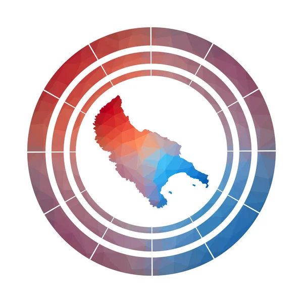 Zante Island badge Logo luminoso gradiente dell'isola in stile poly basso Multicolore Zante — Vettoriale Stock