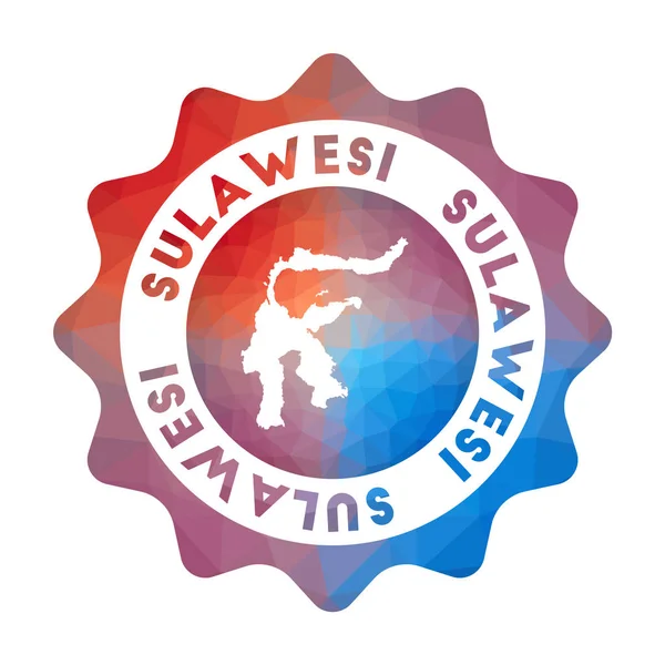 Logotipo de poli bajo Sulawesi Logotipo de viaje de degradado colorido de la isla en estilo geométrico Multicolor — Vector de stock