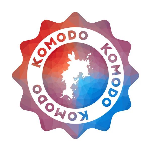 Logotipo de polietileno bajo Komodo Logotipo de viaje de degradado colorido de la isla en estilo geométrico Multicolor — Vector de stock