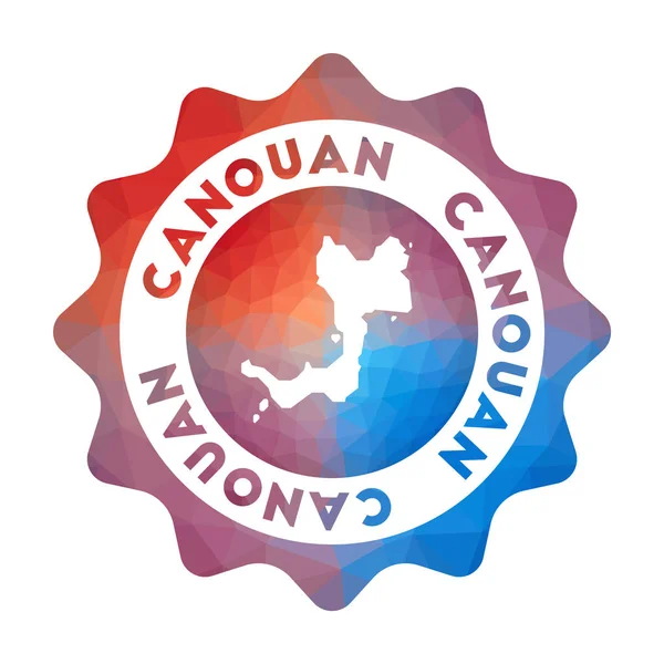 Logotipo de polietileno bajo canuano Logotipo de viaje de degradado colorido de la isla en estilo geométrico Multicolor — Vector de stock