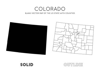 Colorado haritası Abd Eyaleti'nin Boş vektör haritası ile Colorado sınırları sizin için