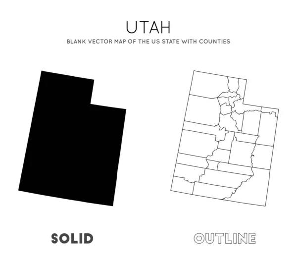 Utah harita Bilgi grafiği için Utah ilçesınırları ile ABD Eyaleti Boş vektör haritası — Stok Vektör