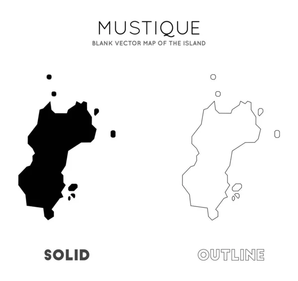 Mapa Mustique Mapa vectorial en blanco de las fronteras insulares de la música para su vector de infografía — Vector de stock