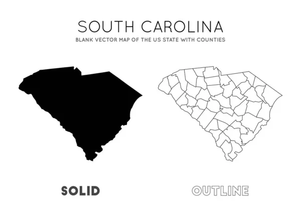 South Carolina kaart leeg vectorkaart van de Amerikaanse staat met counties grenzen van South Carolina voor — Stockvector