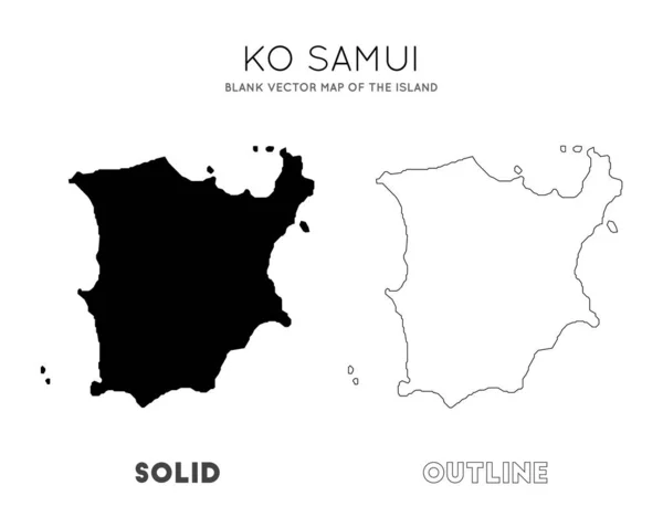 Mapa de Ko Samui Mapa vectorial en blanco de las fronteras insulares de Ko Samui para su vector infográfico — Vector de stock