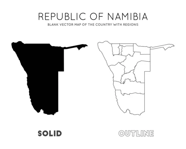 Mapa da Namíbia Mapa vetorial em branco do país com regiões Fronteiras da Namíbia para o seu infográfico —  Vetores de Stock