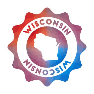 Wisconsin düşük poli logo Geometrik tarzı abd devletinrenkli gradyan seyahat logosu