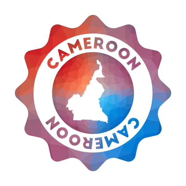 Logotipo de poliéster bajo de Camerún Logotipo de viaje de degradado colorido del país en estilo geométrico — Vector de stock