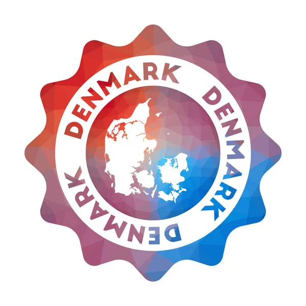 丹麦 低多彩标志 彩色渐变旅行标志的国家在几何风格多彩 — 图库矢量图片