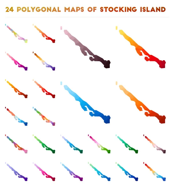 Набір векторних полігональних карт панчіх острова яскрава Градієнтна карта острова в стилі низького поліфонія — стоковий вектор