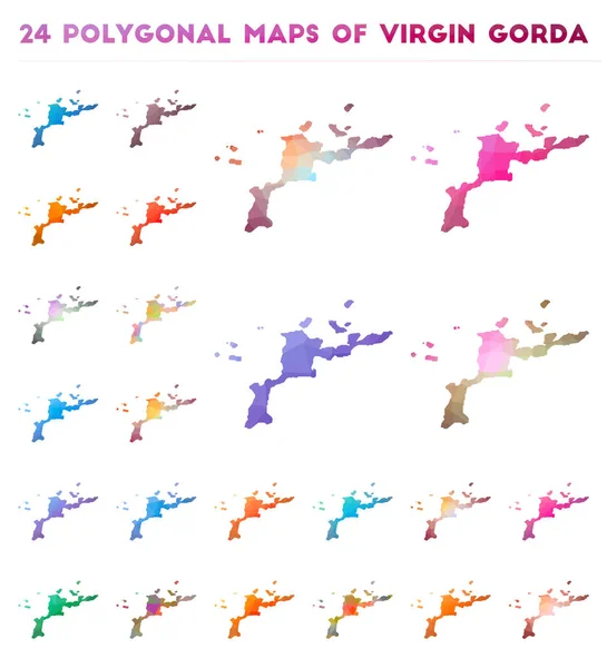 Düşük poli stilinde virgin Gorda Parlak degrade ada haritası vektör poligonal haritalar kümesi