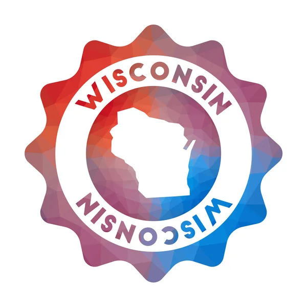 Wisconsin basso poli logo Colorato gradiente logo di viaggio dello stato degli Stati Uniti in stile geometrico — Vettoriale Stock