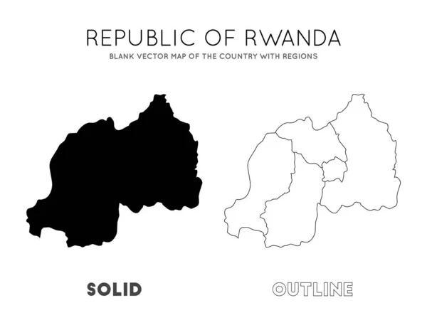 Rwanda carte Carte vectorielle vierge du pays avec les régions Frontières du Rwanda pour votre infographie — Image vectorielle