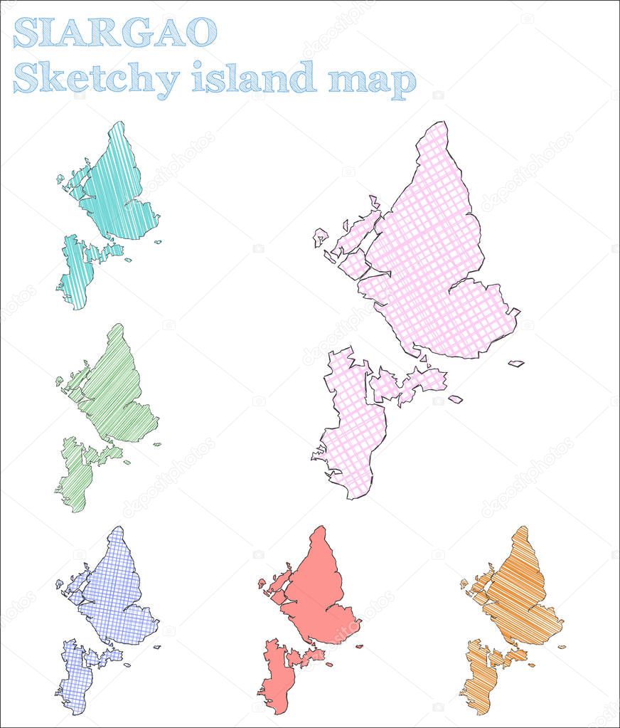 Siargao sketchy island Magnificent hand drawn island Memorable childish style Siargao vector