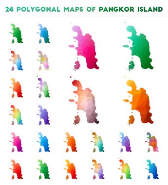 Pangkor Adası Düşük poli stilinde adanın parlak degrade haritasıvektör poligonal haritalar kümesi