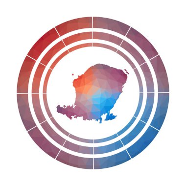 Lombok rozeti Düşük poli tarzı Çok renkli Lombok yuvarlak işareti adanın Parlak gradyan logosu