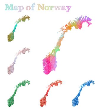 Norveç Renkli ülke şekli Sketchy Norveç harita koleksiyonu Vektör handdrawn haritası