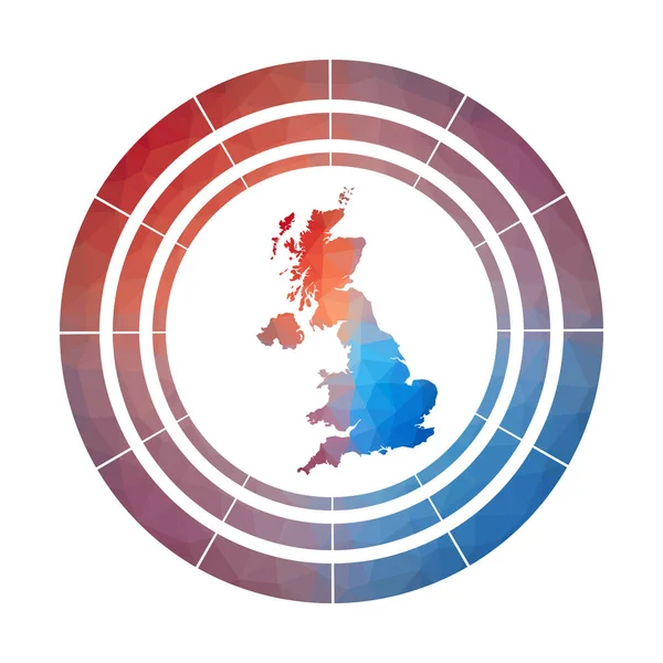 Insignia del Reino Unido Bright gradient logo of country in low poly style Multicolor Reino Unido — Vector de stock