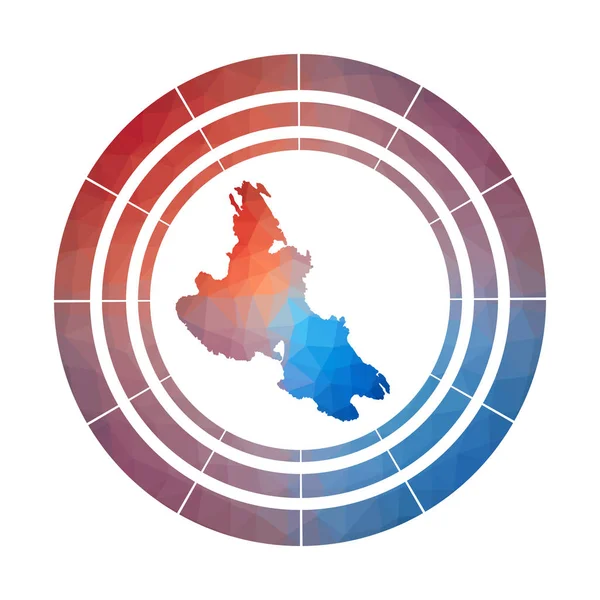 Krk badge Logo luminoso gradiente dell'isola in stile poly basso Multicolore Krk segno arrotondato con mappa — Vettoriale Stock
