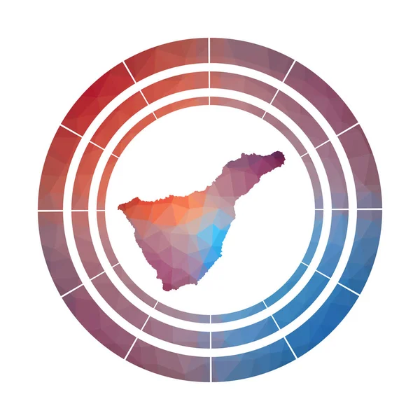 Τενερίφη σήμα φωτεινό ντεγκραντέ λογότυπο του νησιού σε χαμηλό πολυ στυλ πολύχρωμο Tenerife στρογγυλεμένο σύμβολο — Διανυσματικό Αρχείο