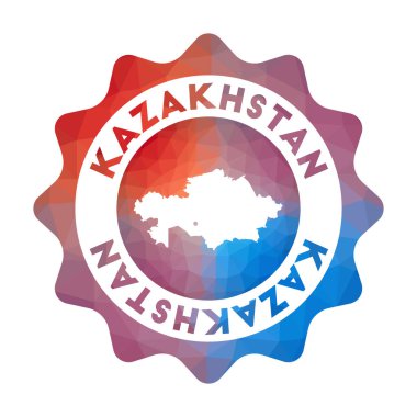 Kazakistan düşük poli logo Geometrik tarzda ülkenin renkli gradyan seyahat logosu
